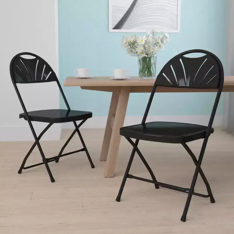 Chaise pliante en plastique avec dossier éventail pour mariage, fête, maison, bureau, lot de 2