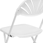 Chaise pliante en plastique avec dossier éventail pour mariage, fête, maison, bureau, lot de 2