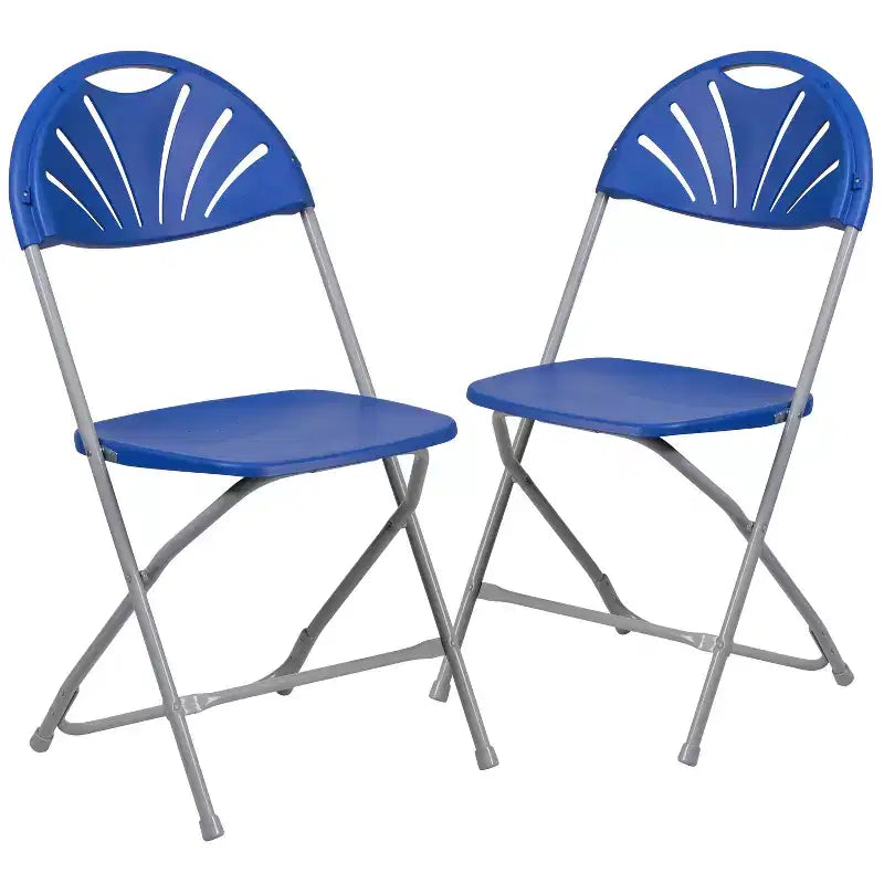Chaise pliante en plastique avec dossier éventail pour mariage, fête, maison, bureau, lot de 2