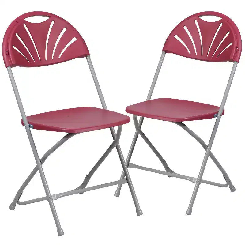 Chaise pliante en plastique avec dossier éventail pour mariage, fête, maison, bureau, lot de 2