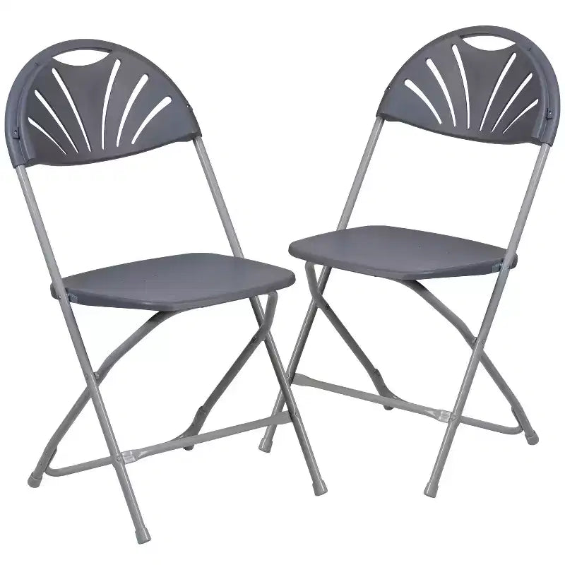 Chaise pliante en plastique avec dossier éventail pour mariage, fête, maison, bureau, lot de 2