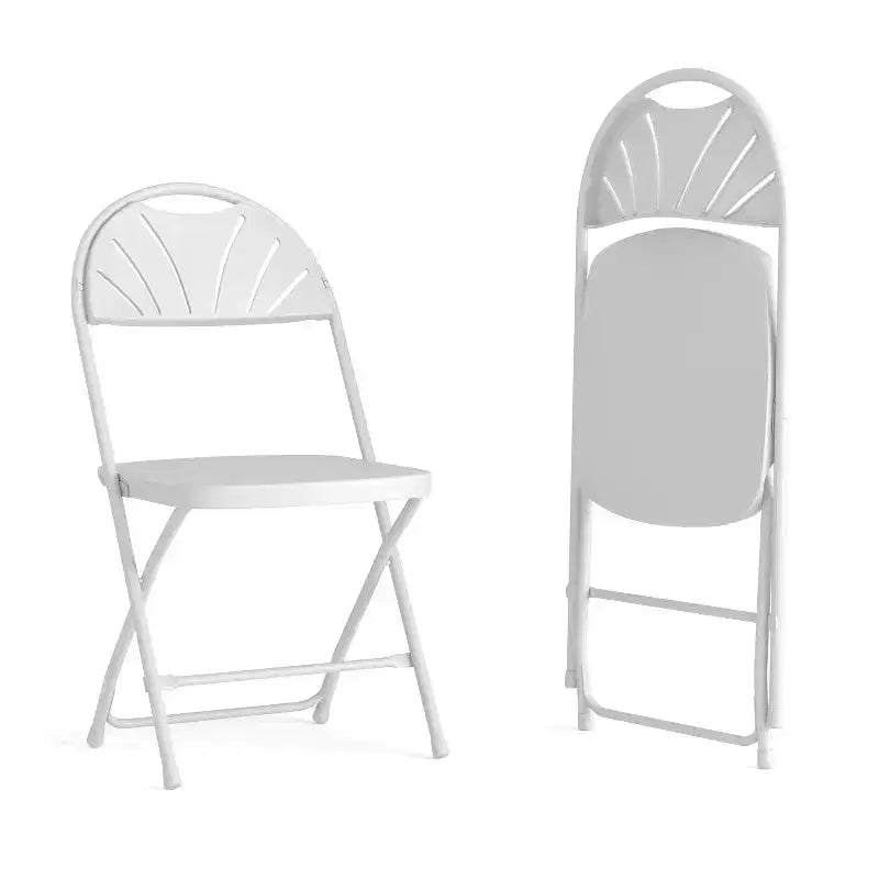 Chaise pliante en plastique avec dossier éventail pour mariage, fête, maison, bureau, lot de 2