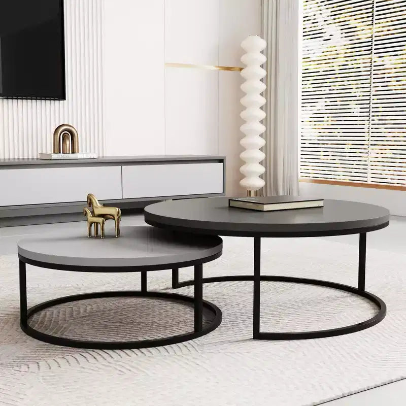 Table basse gigogne ronde gris moderne