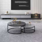 Table basse gigogne ronde gris moderne