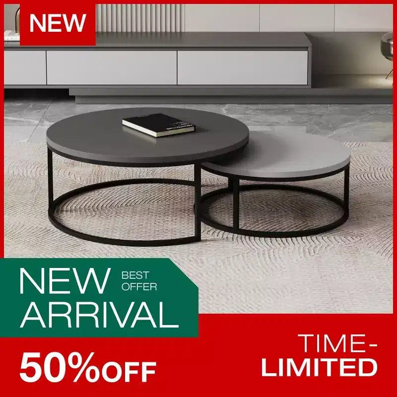 Table basse gigogne ronde gris moderne