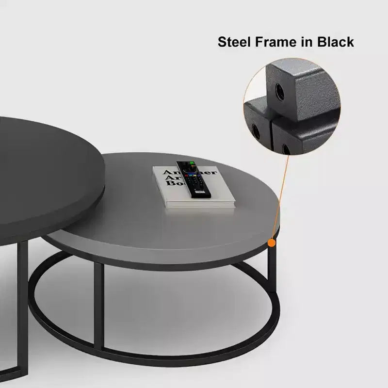 Table basse gigogne ronde gris moderne