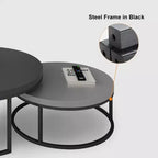 Table basse gigogne ronde gris moderne