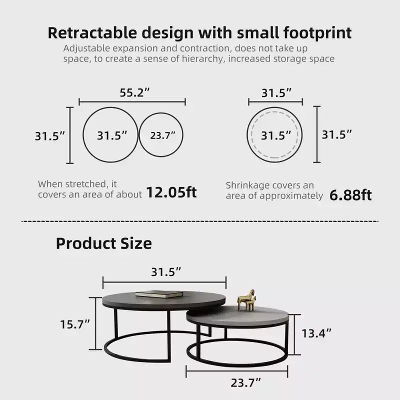 Table basse gigogne ronde gris moderne